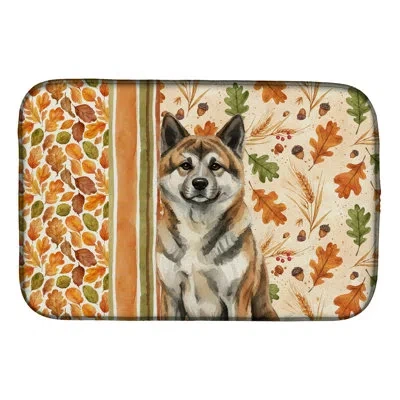 Caroline's Treasures Brindle Akita Heirloom Fall Dish Drying Mat In Natural