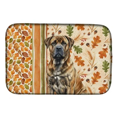 Caroline's Treasures Brindle Boerboel Heirloom Fall Dish Drying Mat In Natural