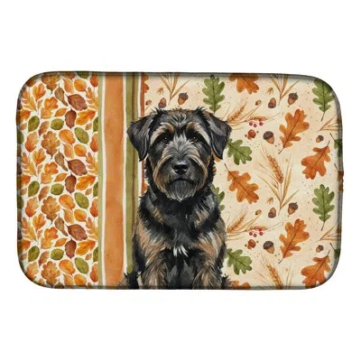 Caroline's Treasures Brindle Bouvier Des Flandres Heirloom Fall Dish Drying Mat In Natural