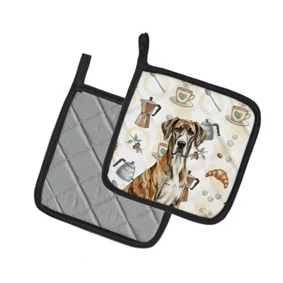 Caroline's Treasures Brindle Great Dane Coffee Bar Pair Of Pot Holders In Multicolor