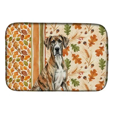 Caroline's Treasures Brindle Great Dane Heirloom Fall Dish Drying Mat In Natural