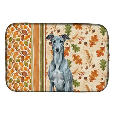 Caroline's Treasures Brindle Greyhound Heirloom Fall Dish Drying Mat In Natural