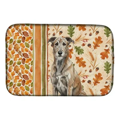 Caroline's Treasures Brindle Irish Wolfhound Heirloom Fall Dish Drying Mat In Natural