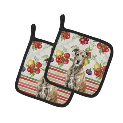 Caroline's Treasures Brindle Irish Wolfhound Vegetables Pair Of Pot Holders In Brown