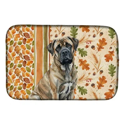 Caroline's Treasures Brindle Mastiff Heirloom Fall Dish Drying Mat In Natural