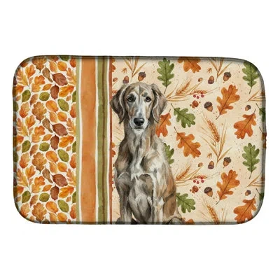 Caroline's Treasures Brindle Scottish Deerhound Heirloom Fall Dish Drying Mat In Natural