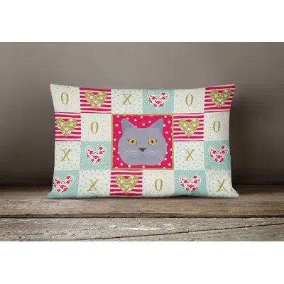 Caroline's Treasures British Shorthair Cat Love Outdoor Rectangular Cushion With Filling