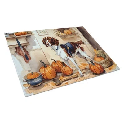 Caroline's Treasures Brittany Fall Kitchen Pumpkins Glass Cutting Board Large
