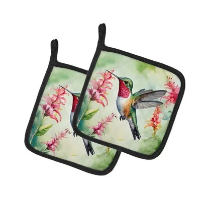 Caroline's Treasures Broadtailed Hummingbird Pair Of Pot Holders In Multicolor