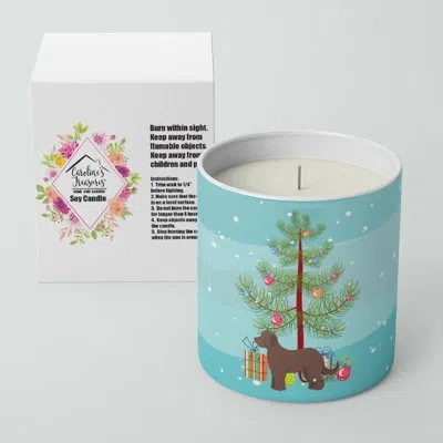 Caroline's Treasures Brown Goldendoodle Christmas Tree 10 oz Decorative Soy Candle In Brown;blue;green