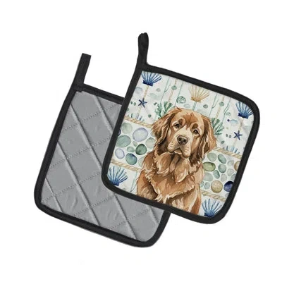 Caroline's Treasures Brown Newfoundland Coastal Sea Glass Pair Of Pot Holders In Multicolor
