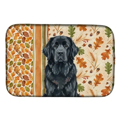 Caroline's Treasures Brown Newfoundland Heirloom Fall Dish Drying Mat In Black