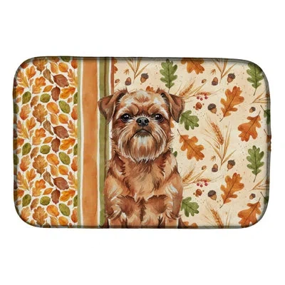 Caroline's Treasures Brussels Griffon Heirloom Fall Dish Drying Mat In Natural