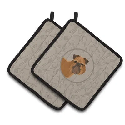 Caroline's Treasures Brussels Griffon In The Kitchen Potholder In Gray