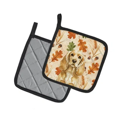 Caroline's Treasures Buff Cocker Spaniel Heirloom Fall Pair Of Pot Holders In Multicolor