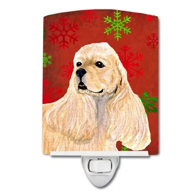 Caroline's Treasures Buff Cocker Spaniel Snowflakes Christmas Ceramic Night Light In Black