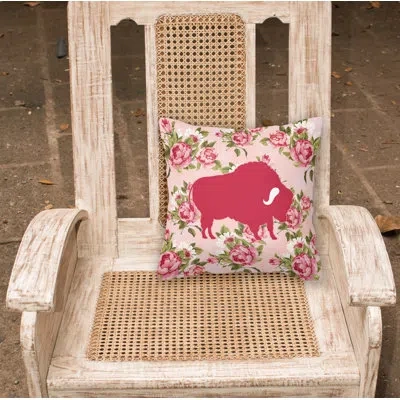 Caroline's Treasures Buffalo Shabby Elegance Pink Roses Floral 14" Throw Pillow
