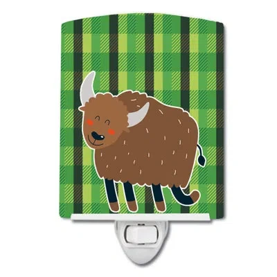 Caroline's Treasures Bull Ceramic Night Light In Green