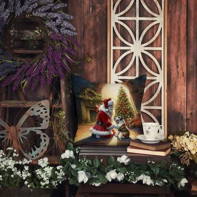 Caroline's Treasures Bull Terrier And Santa Claus Throw Pillow