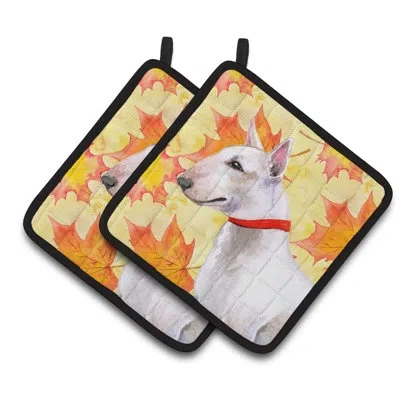 Caroline's Treasures Bull Terrier Fall Potholder In Yellow;silver