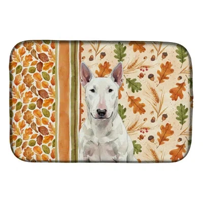 Caroline's Treasures Bull Terrier Heirloom Fall Dish Drying Mat In Natural