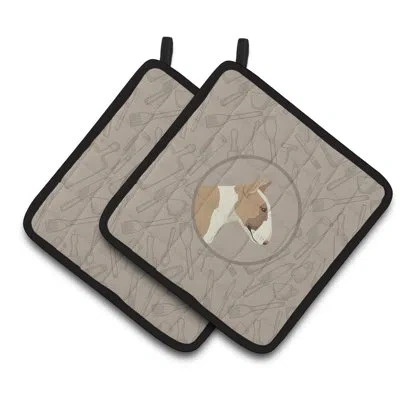 Caroline's Treasures Bull Terrier In The Kitchen Potholder In Gray