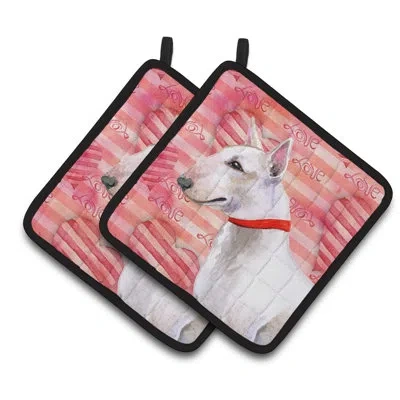 Caroline's Treasures Bull Terrier Love Potholder In White;red