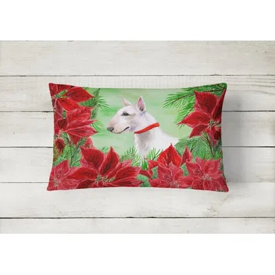 Caroline's Treasures Bull Terrier Poinsettas Indoor/outdoor Throw Pillow