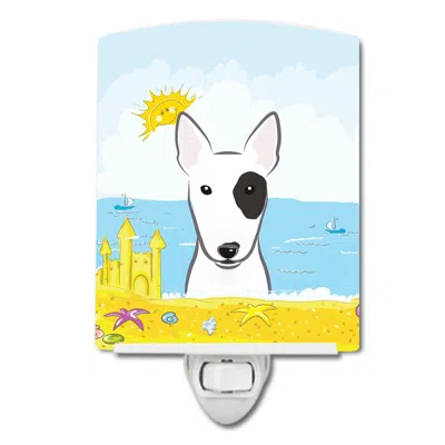 Caroline's Treasures Bull Terrier Summer Beach Ceramic Night Light In White