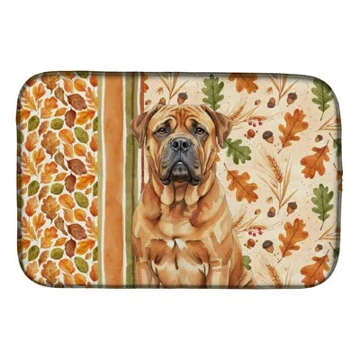 Caroline's Treasures Bullmastiff Heirloom Fall Dish Drying Mat In Red