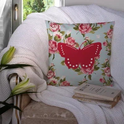 Caroline's Treasures Butterfly Elegance Blue Roses Indoor/outdoor Throw Pillow