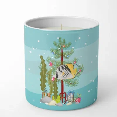 Caroline's Treasures Butterfly Fish Merry Christmas 10 oz Decorative Soy Candle In Blue;green