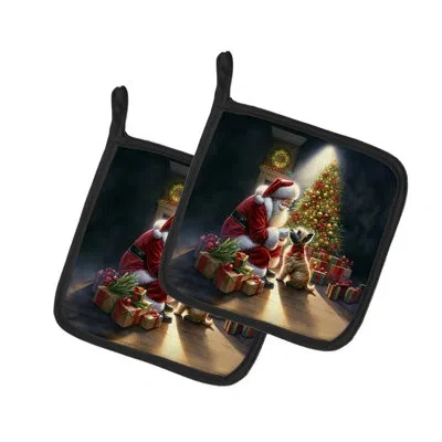 Caroline's Treasures Cairn Terrier And Santa Claus Pair Of Pot Holders In Multicolor