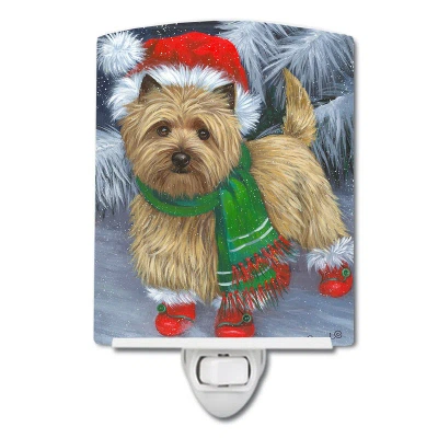 Caroline's Treasures Cairn Terrier Christmas Red Boots Ceramic Night Light