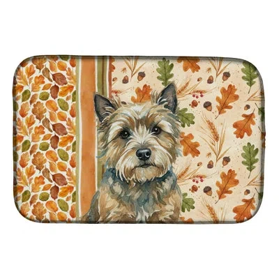Caroline's Treasures Cairn Terrier Heirloom Fall Dish Drying Mat In Natural