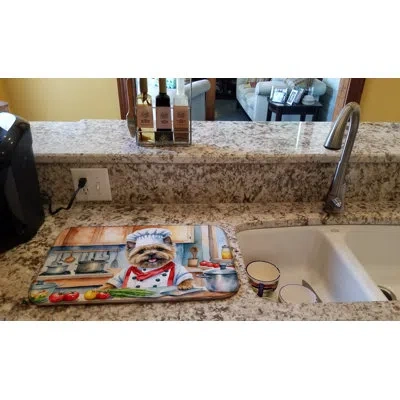 Caroline's Treasures Cairn Terrier The Chef Dish Drying Mat In Natural