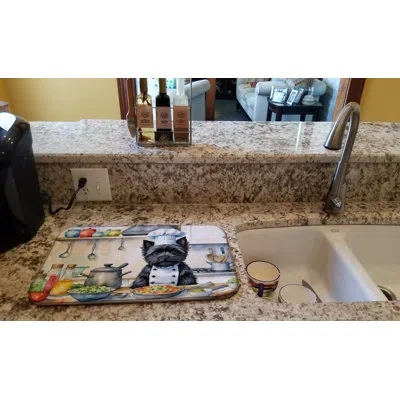 Caroline's Treasures Cairn Terrier The Chef Dish Drying Mat In Natural