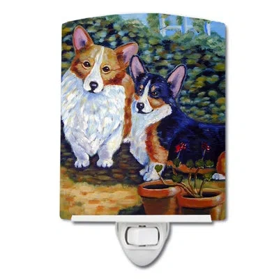 Caroline's Treasures Cardigan And Pembroke Corgi Ceramic Night Light In Brown