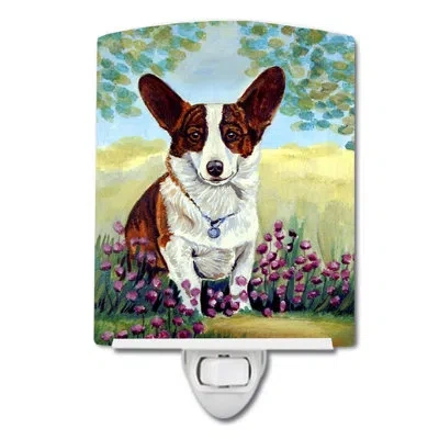 Caroline's Treasures Cardigan Corgi Ceramic Night Light In Yellow