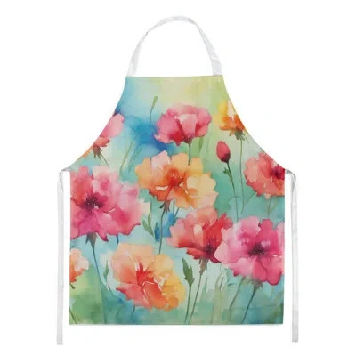 Caroline's Treasures Carnations In Watercolor Apron In Multicolor