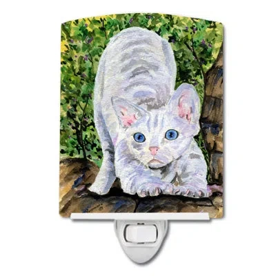 Caroline's Treasures Cat Devon Rex Ceramic Night Light In White