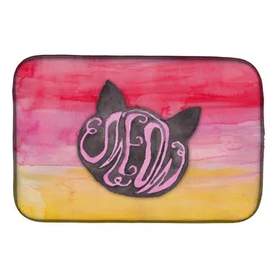 Caroline's Treasures Cat Face Meow Watercolor Drying Mat In Red