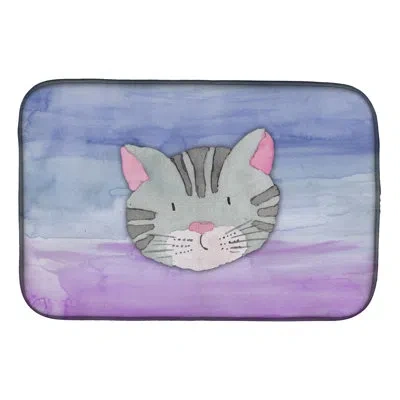 Caroline's Treasures Cat Face Watercolor Drying Mat In Purple
