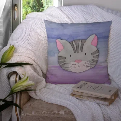 Caroline's Treasures Cat Face Watercolor Indoor/outdoor Throw Pillow