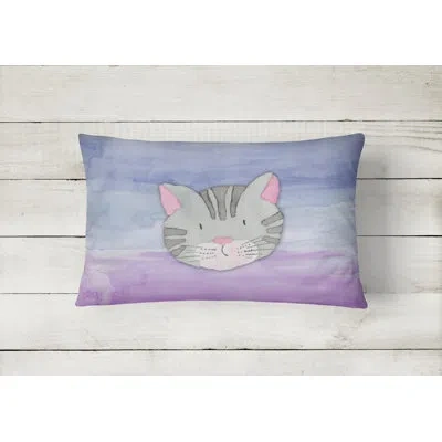 Caroline's Treasures Cat Face Watercolor Lumbar Pillow