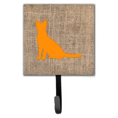 Caroline's Treasures Cat Leash And Wall Hook In Orange;burlap;orange;burlap