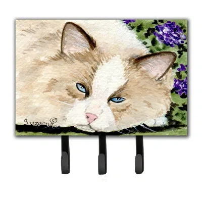 Caroline's Treasures Cat Leash Holder And Key Hook In Beige