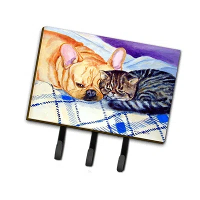 Caroline's Treasures Cat Leash Holder And Key Hook In Blue;beige
