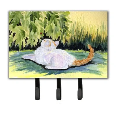 Caroline's Treasures Cat Leash Holder And Key Hook In Green