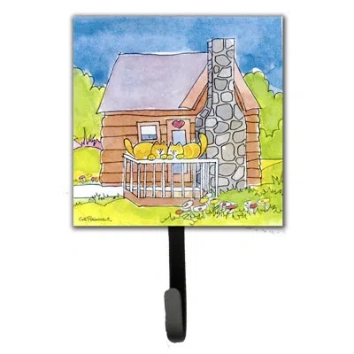 Caroline's Treasures Cat Love At The Log Cabin Leash Holder And Wall Hook In Brown;green;gray
